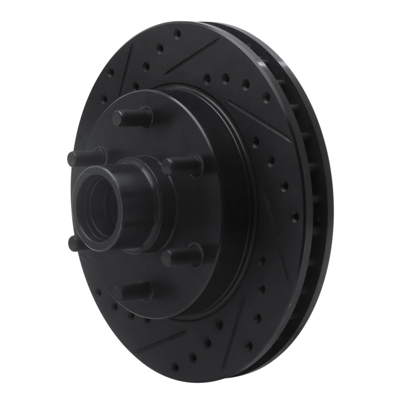 Chevrolet C2500 Brake Rotor (1) - Front Left - R1 Concepts - Drilled & Slotted - Black - `94-`02